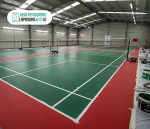 Jasa Pembuatan Lapangan Badminton #1 • PT RGM 17 karpet badminton semarang