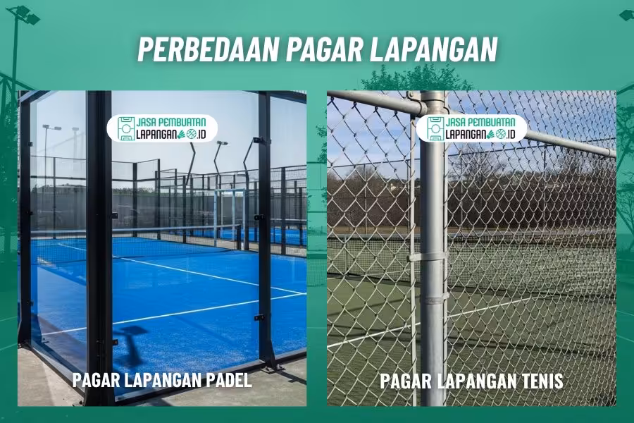 perbedaan pagar lapangan padel dan tenis
