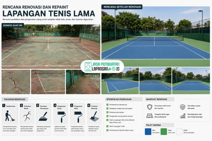 Gambar & Denah Lapangan Tenis Lengkap dengan Ukuran 5 Gambar & Denah Lapangan Tenis Lengkap dengan Ukuran