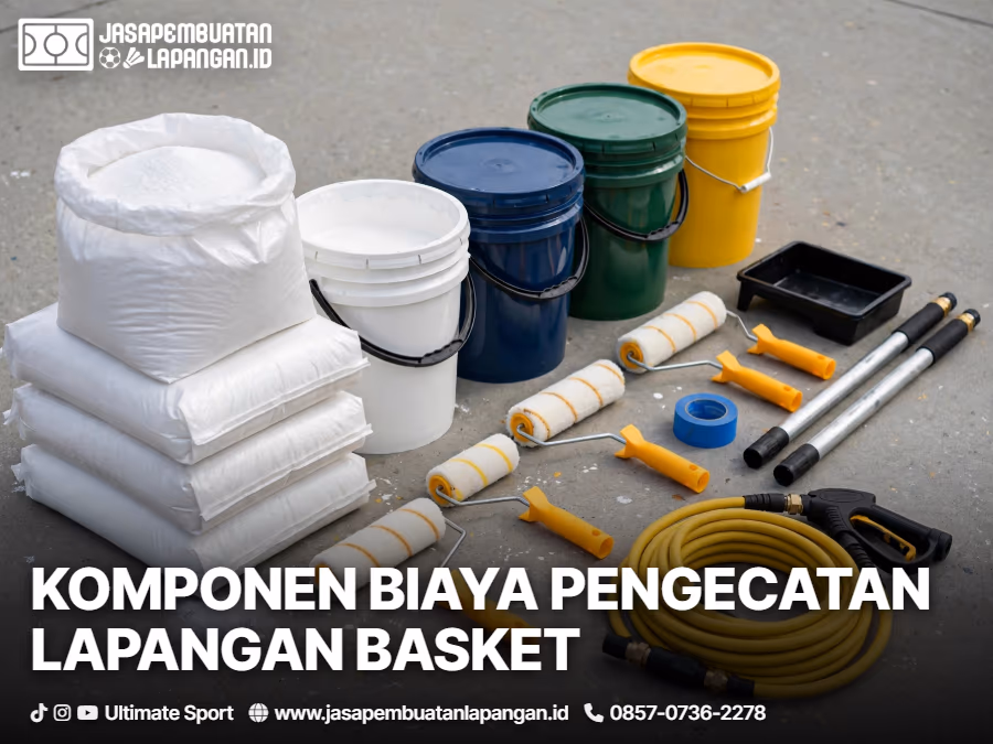 Contoh RAB Pengecatan Lapangan Basket Standar & Rincian Biaya per M² 1 komponen utama pembentuk biaya pengecatan lapangan basket