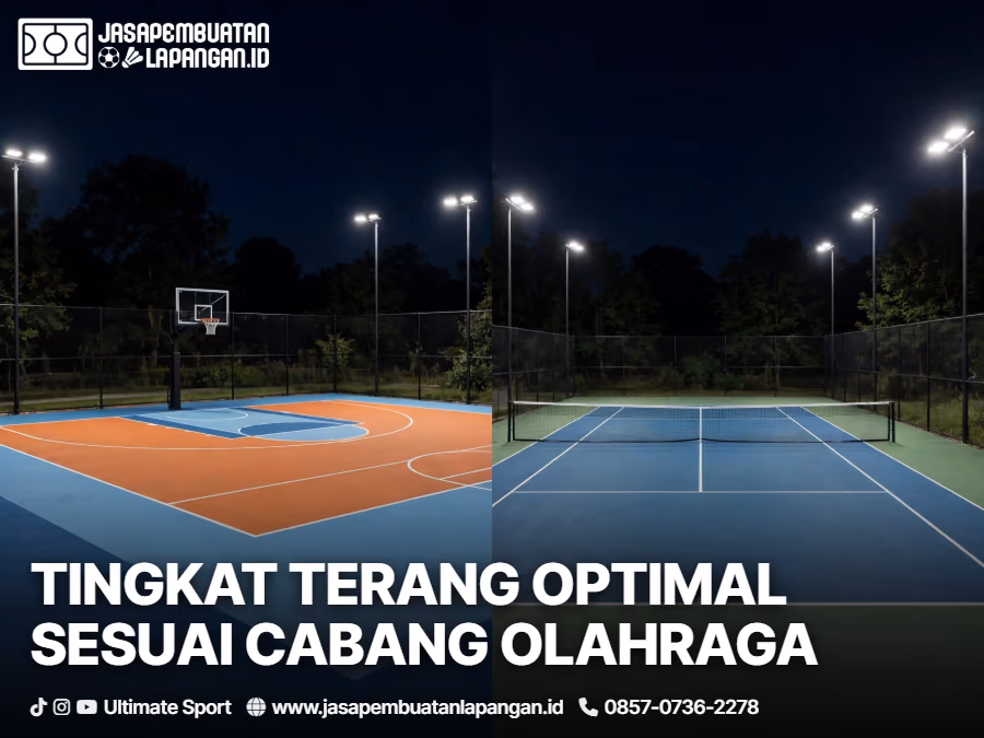 Standar Lampu Sorot Lapangan Olahraga Outdoor: Kebutuhan Watt, Lux, dan Tiang 2 standar tingkat pencahayaan lux level untuk tenis basket dan futsal