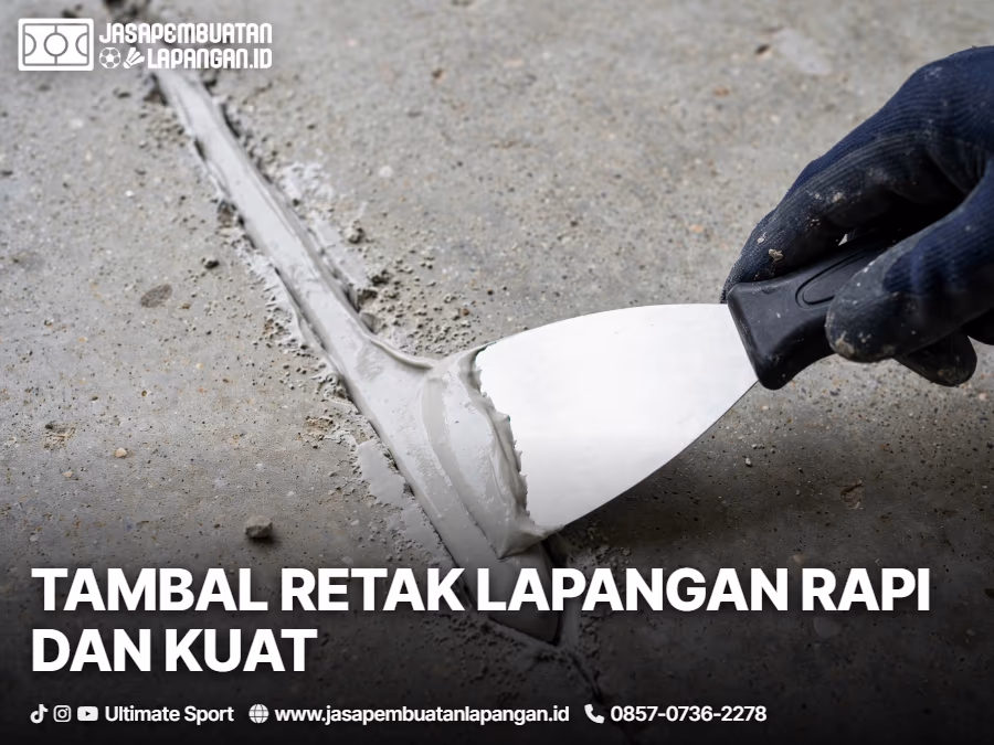 Panduan Mengatasi Lantai Lapangan Olahraga Retak dan Menggenang Air 3 panduan cara menambal lapangan retak menggunakan patching mortar akrilik